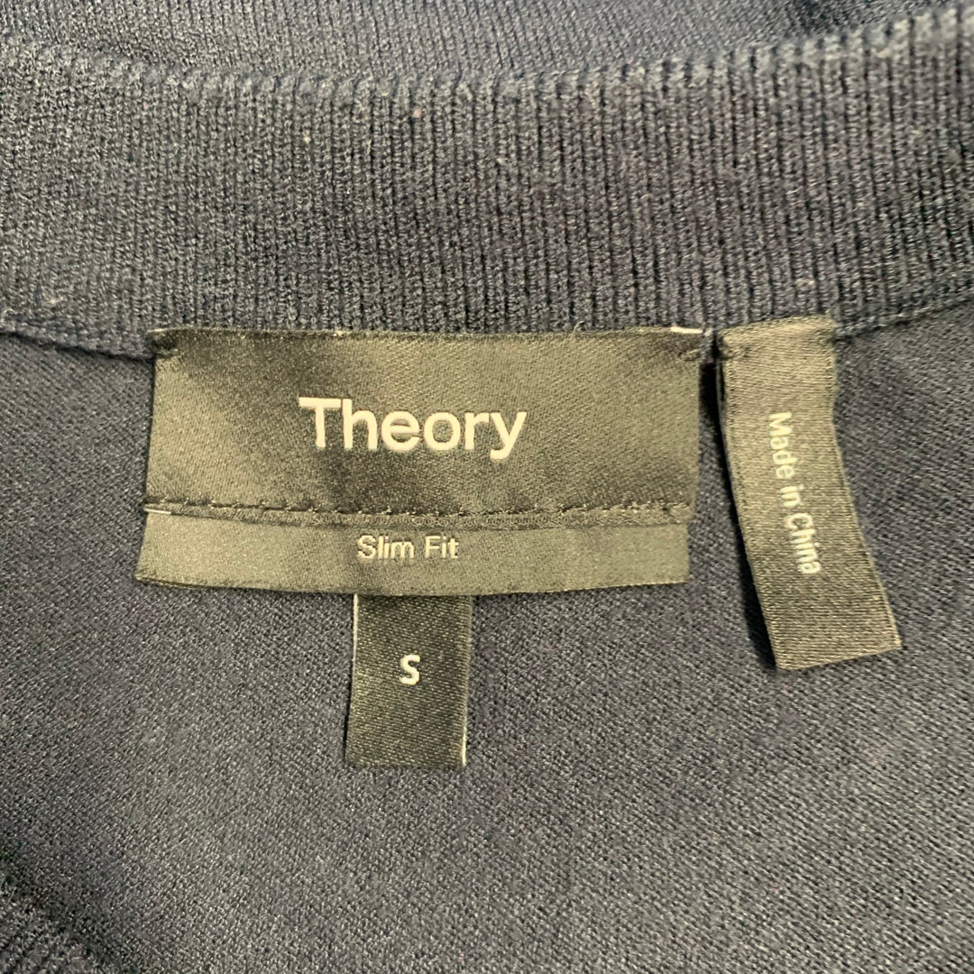 THEORY Size S Navy Viscose Blend Slim Fit Short Sleeve T-shirt
