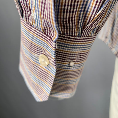 LORENZO UOMO Size XL Multi Color Checkered Cotton Long Sleeve Shirt