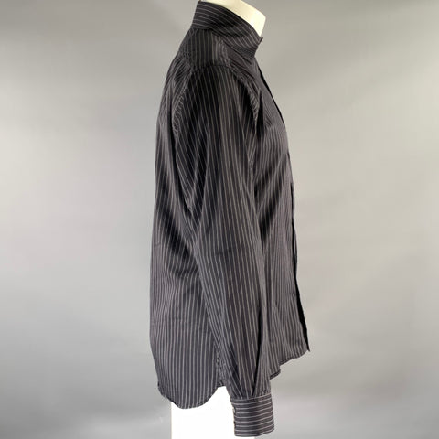 BURBERRY LONDON Size S Black White Pinstripe Cotton Button Up Long Sleeve Shirt