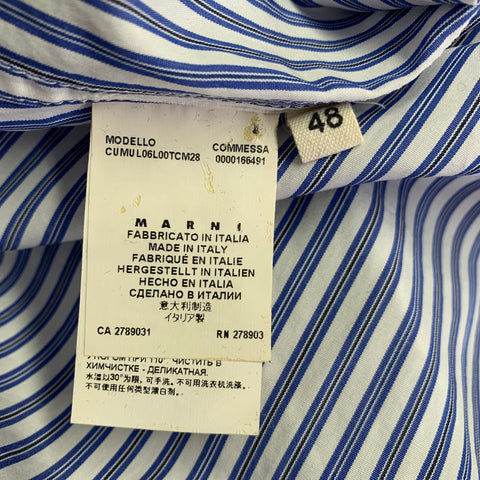 MARNI Size S Blue White Stripe Cotton Long Sleeve Shirt