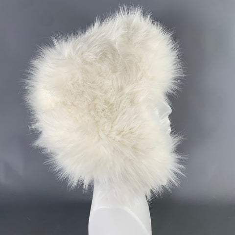 HOUSE OF FLUFF White Textured Faux Fur Acrylic Blend Hats