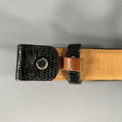 NO BRAND Size 44 Black Lizard Leather Belt