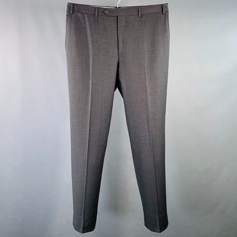 CANALI Size 36 Grey Charcoal Wool Tapered Zip Fly Dress Pants