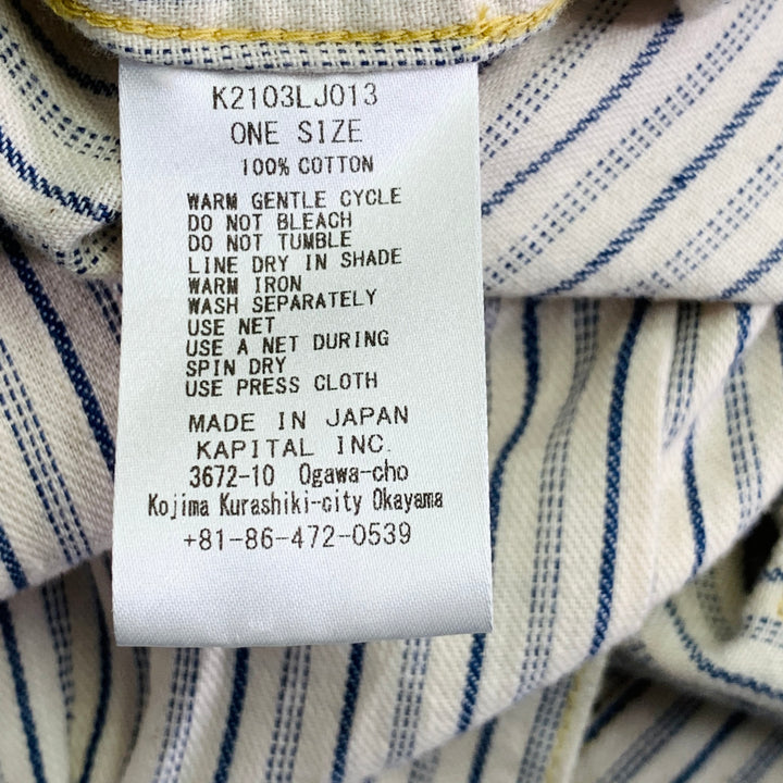 KAPITAL One Size Cream Navy Stripe One Pocket Cotton Blouson Jacket