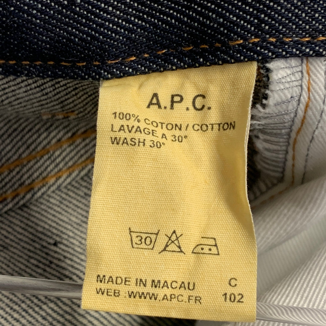 A.P.C. Size 29 Indigo Contrast Stitch Selvedge Denim Straight Jeans