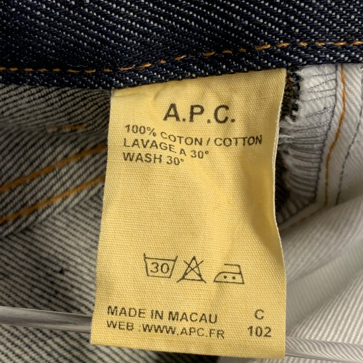 A.P.C. Size 29 Indigo Contrast Stitch Selvedge Denim Straight Jeans