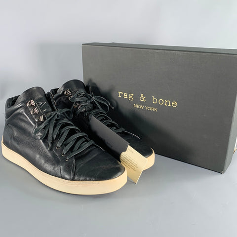 RAG & BONE Size 11 Kent Black Leather High Top Sneakers