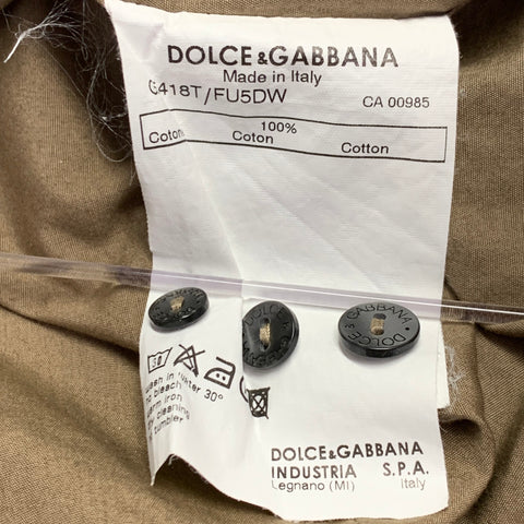 DOLCE & GABBANA Size M Tan Black Cotton Contrast Trim Long Sleeve Shirt