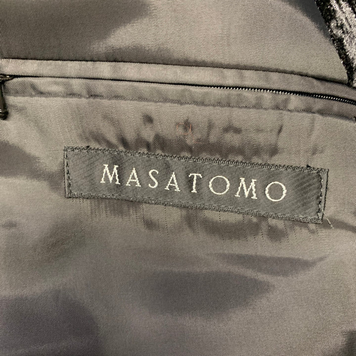 MASATOMO Size XXL Black Silver Velvet Viscose Silk Sport Coat
