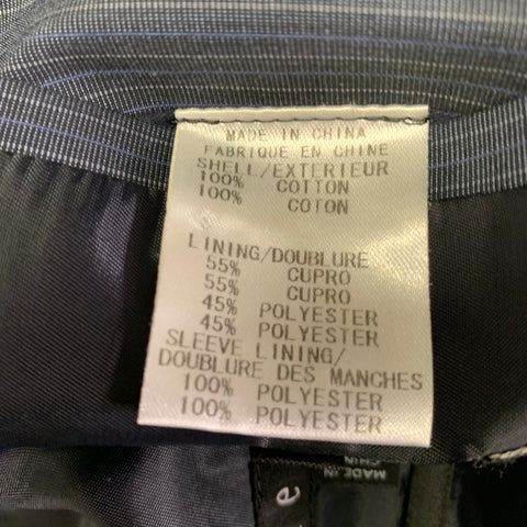 THEORY Size 42 Navy Blue Stripe Cotton Notch Lapel Sport Coat