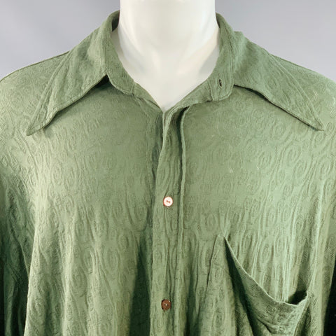 ACNE STUDIOS Size M Olive Textured Cotton Blend Oversized Long Sleeve Shirt