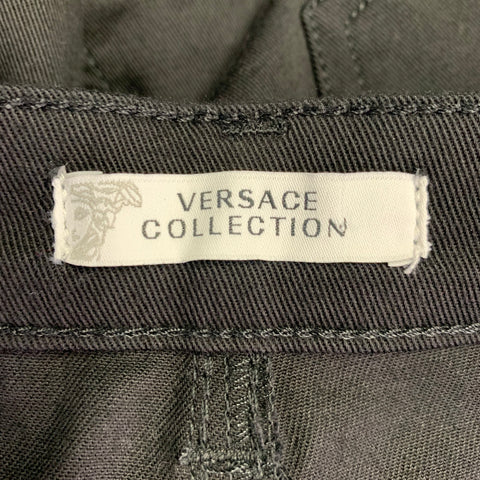 VERSACE COLLECTION Size 30 Donna Black Cotton Blend Studded Skinny Jeans
