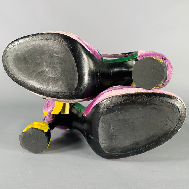 PRADA Size 8 SS08 Purple Green Velvet Patent Leather Heels Pumps