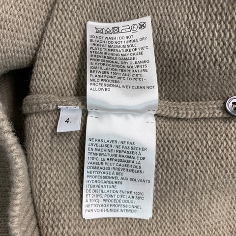 THOM BROWNE Size XL Oatmeal White Stripe Wool Knit Crew-Neck Sweater