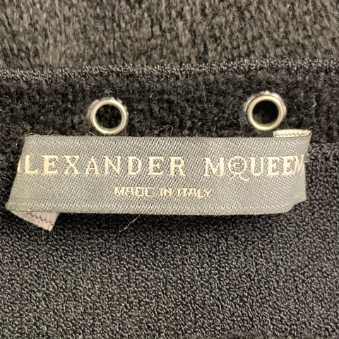 ALEXANDER MCQUEEN Size S Black Viscose Blend Studded Trim Flounce Dress