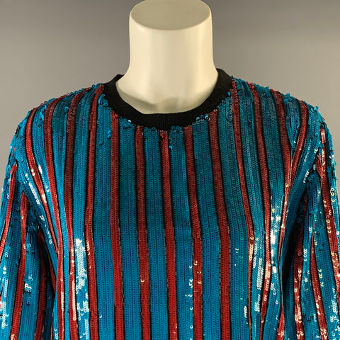 MSGM Size XS Blue Red Polyester Stripe Pull On Dress Top