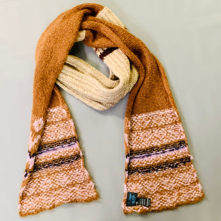 RAF SIMONS Brown Mauve Knit Alpaca Mohair Wool Blend Scarf