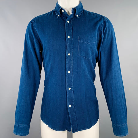 GANT Size M Navy Cotton One Pocket Long Sleeve Shirt