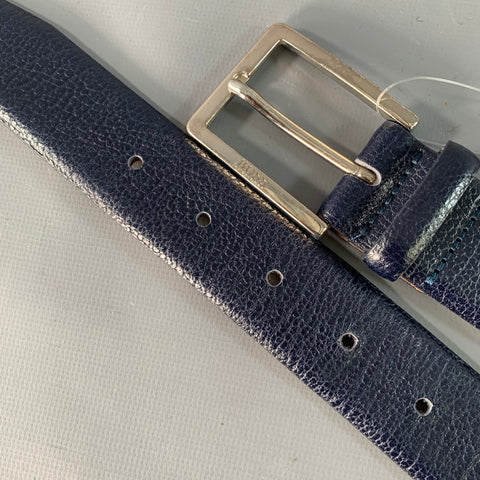 BOSS by HUGO BOSS Size 38 Navy Pebble Grain Cowhide Leather Belt