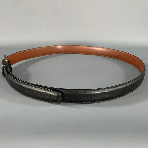 PERRY ELLIS Size 44 Black Brown 1P32030 Full Grain Leather Bonded Leather Belt