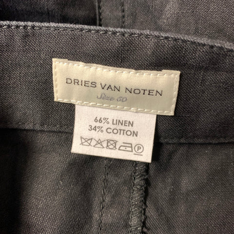 DRIES VAN NOTEN Size 34 Black Linen Button Fly Shorts