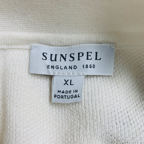SUNSPEL Size XL Off White Pique Cotton Short Sleeve Polo