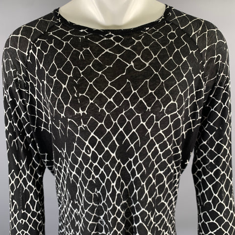 HAIDER ACKERMANN Size S Black White Print Raglan Pullover