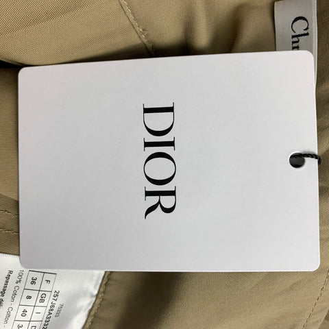 CHRISTIAN DIOR Taille 4 Jupe asymétrique plissée en gabardine de coton kaki