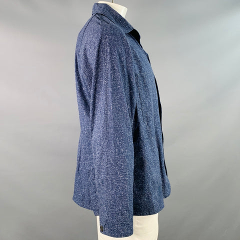 POST O'ALLS Size XL Navy Grey Marbled Cotton Shirt Jacket