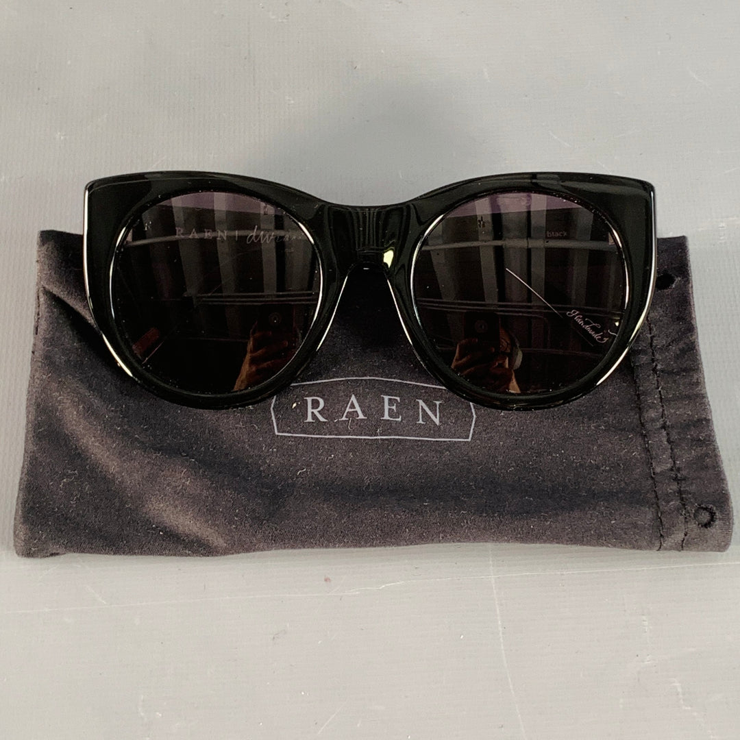 RAEN Durante Black Acetate Round Cat Eye Polarized Sunglasses