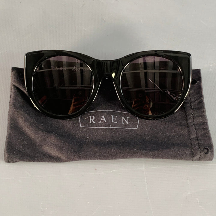 RAEN Durante Black Acetate Round Cat Eye Polarized Sunglasses