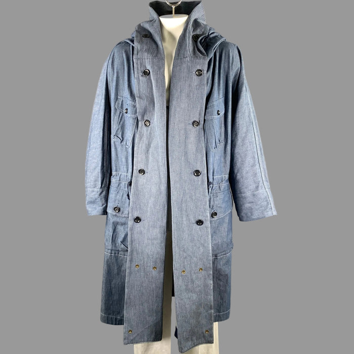 KAPITAL Size L Indigo Cotton Hooded Traggle Ring Coat