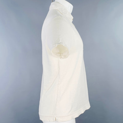 BOGLIOLI Size XS Cream Linen Half Placket Polo
