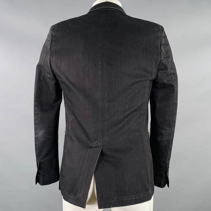 CoSTUME NATIONAL Size 36 Black Cotton Blend Peak Lapel Sport Coat
