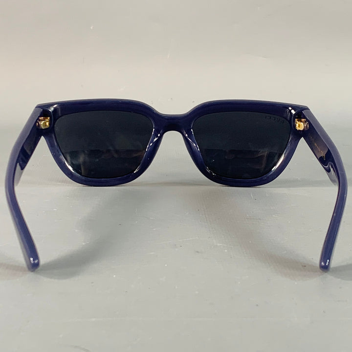 GUCCI Blue Gold Monogram Acetate Square Sunglasses