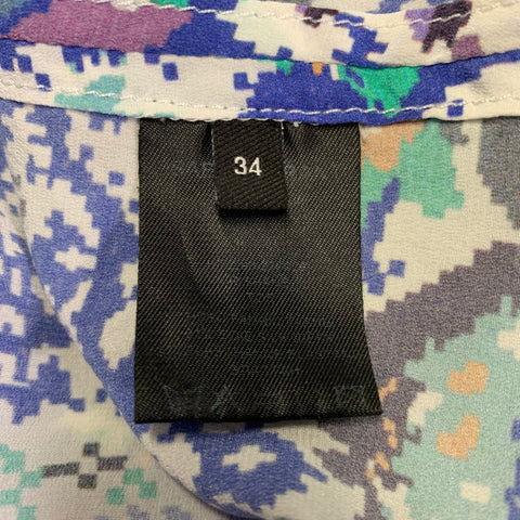 ISABEL MARANT Size 2 Blue White Abstract Sleeveless Casual Top