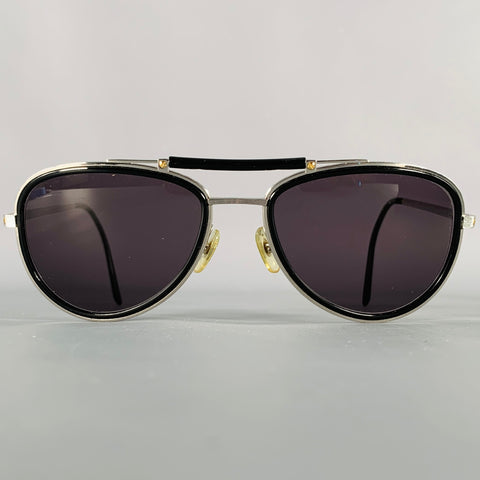 CARTIER Black Silver Metal Aviator Sunglasses