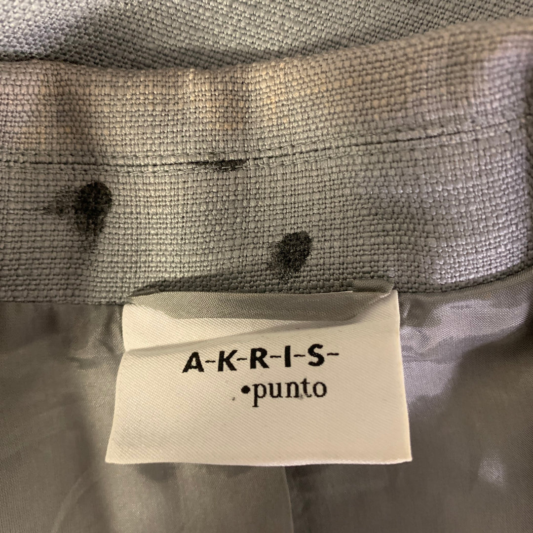 AKRIS Size 12 Grey Black Viscose Wool Spotted Cropped Blazer