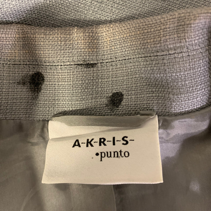 AKRIS Size 12 Grey Black Viscose Wool Spotted Cropped Blazer