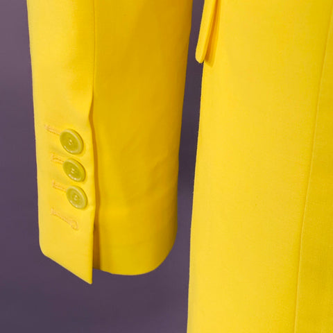 MSGM Size 2 Yellow Wool Peak Lapel Single Button Jacket Blazer