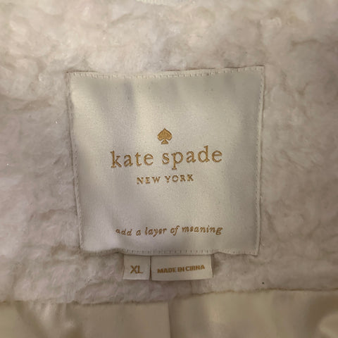 KATE SPADE Size XL Cream Acrylic Blend Faux Fur Peacoat