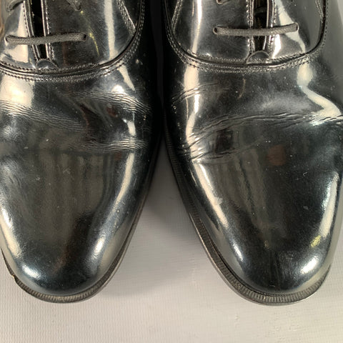 CHURCH'S Size 11.5 Black Patent Leather Oxford Lace-Up Shoes