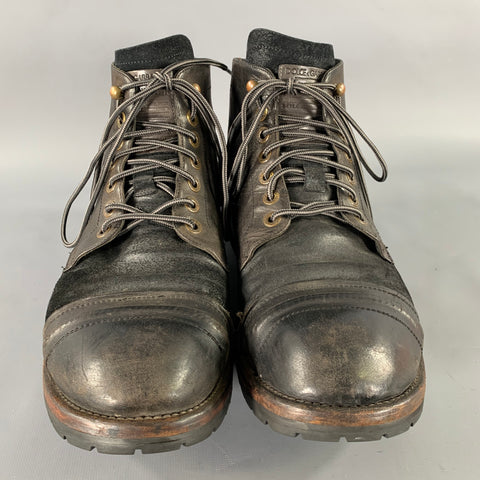 DOLCE & GABBANA Size 12 Brown Black Wingtip Leather Hike Boots