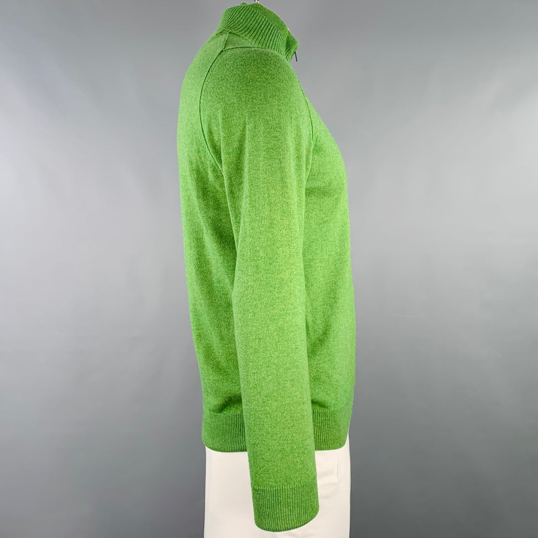 TRUSSARDI Size L Green Wool Blend Zip Up Cardigan