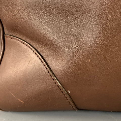 BRUNELLO CUCINELLI Chocolate Brown Leather Clasp Weekender Bag