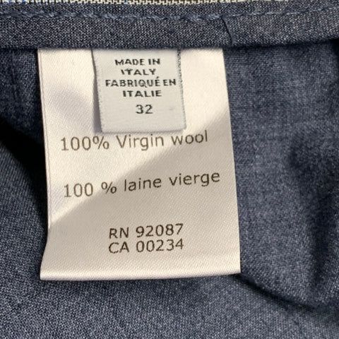 NOMINEE Size 32 Grey Blue Glenplaid Virgin Wool Pleated Casual Pants