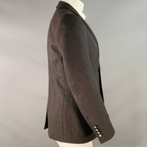 JOHN VARVATOS Size 36 Short Grey Virgin Wool Single Breasted Sport Coat