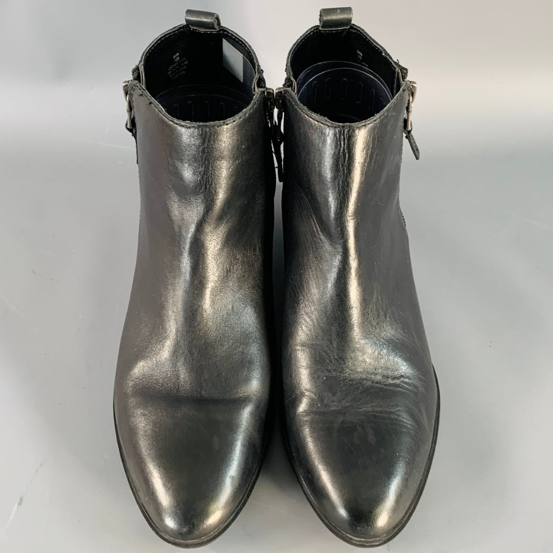 LAUREN by RALPH LAUREN Size 10 Shira Black Leather Double Side Zipper Boots