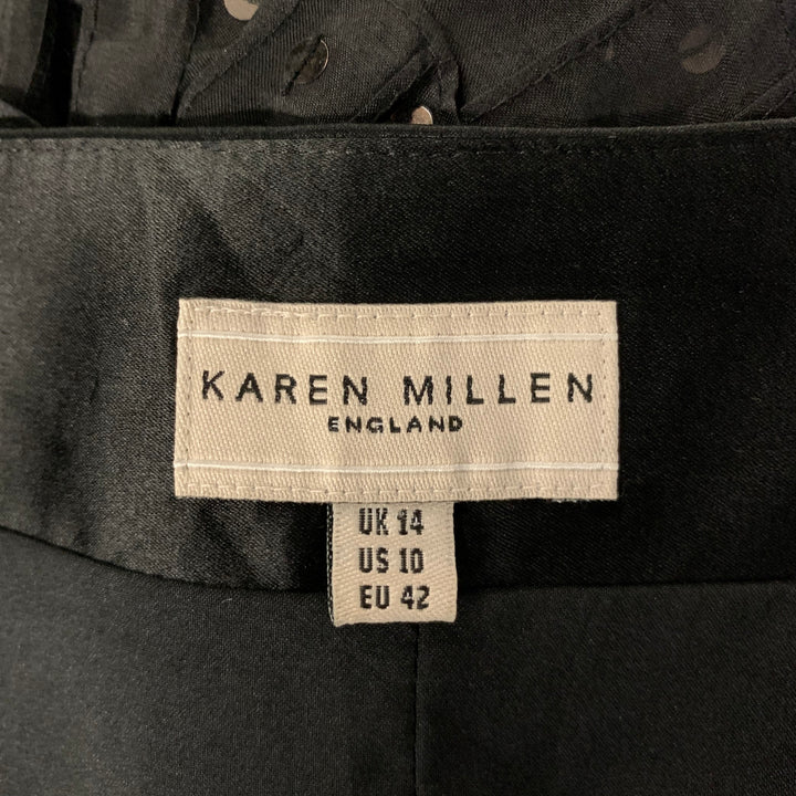 KAREN MILLEN Size 10 Black Silk Blend Ruffled Mini Skirt