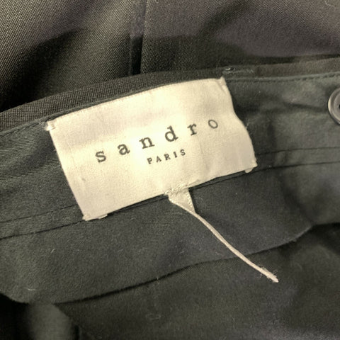 SANDRO Chest Size 42 Black Solid Wool Polyestar Cashmere Notch Lapel 34 Tuxedo